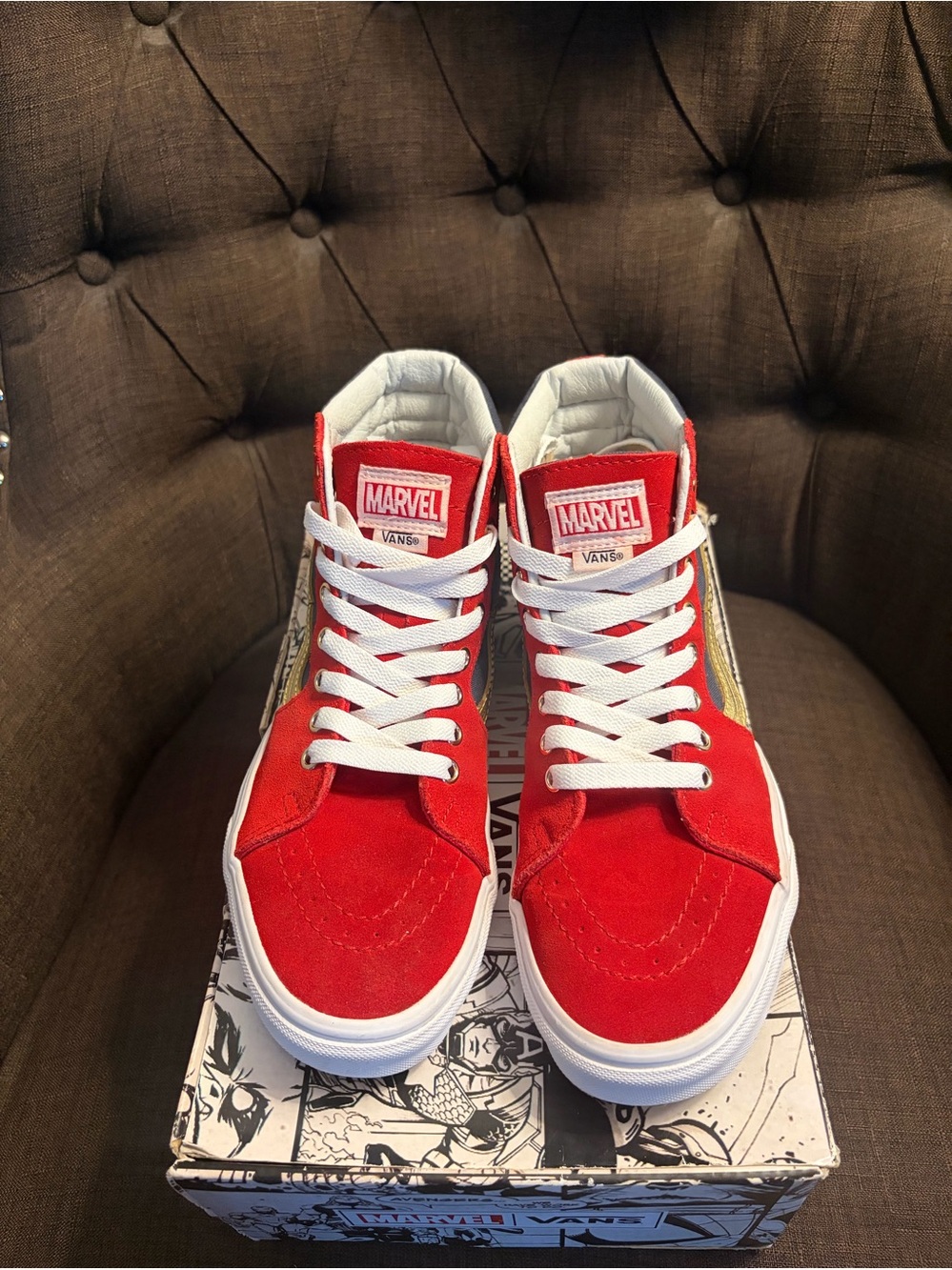 Rare Vans x Marvel Captain Marvel SK8-Hi 2018 Limited Edition Sz 8 + Box